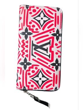 Pink, White & Black Monogram Zip Wallet Phone Case